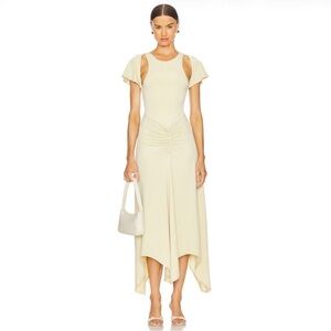 WeWoreWhat Asymmetrical Dress in Wheat XXS